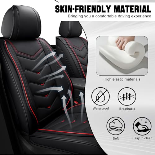 Car Seat Cover for KIA Soul 2010-2025, Driver's Seat Covers,Non-Slip Waterproof seat Cover,Wear-Resistant Nappa Leather car seat Covers. (Standard 2 Seats/Black) - color: Black, size: Standard 2 Seats
