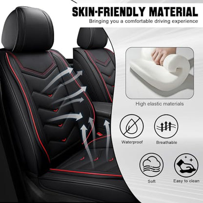 Car Seat Cover for KIA Soul 2010-2025, Seat Covers Full Set,Non-Slip Waterproof seat Cover,Wear-Resistant Nappa Leather car seat Covers. (Standard 5 Seats/Black) - color: Black, size: Standard 5 Seats