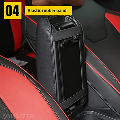 AOMSAZTO Armrest Covers for Hyundai 2015-2019 Sonata Black Console Pad for Sonata - color: black