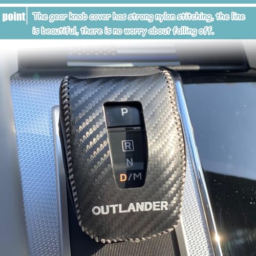 Great-luck Genuine Leather Automatic at Gear Shift Knob Cover Protector Trim,The car Interior Accessories(Beige+Black) for Mitsubishi Outlander 2022 2023 2024 2025 2026 Outlander PHEV 2023-2025 2026