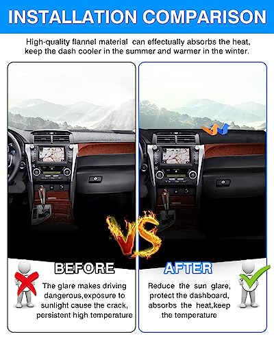 Autorder Dashboard Cover Mat for 2012-2017 Toyota Camry Accessories Dash Cover Flannel Dash Mat Sunshade Glare UV Rays Protector - size: 2012-2017 Toyota Camry