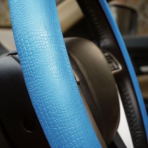FH Group Universal Fit Silicone Snake Pattern with Massaging Grip Steering Wheel Cover fits most Cars, SUVs, Trucks, and Vans Light Blue - color: Light blue