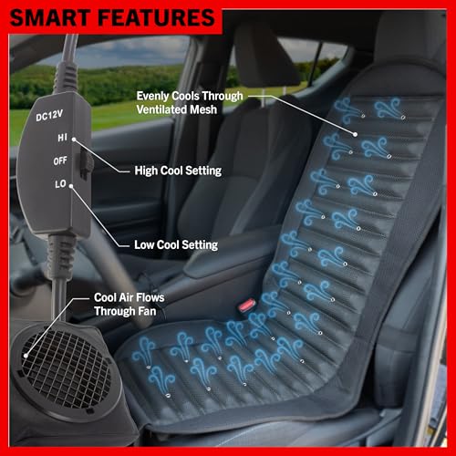 Stalwart 12V Cooling Car Seat Cushion with 6 Fans