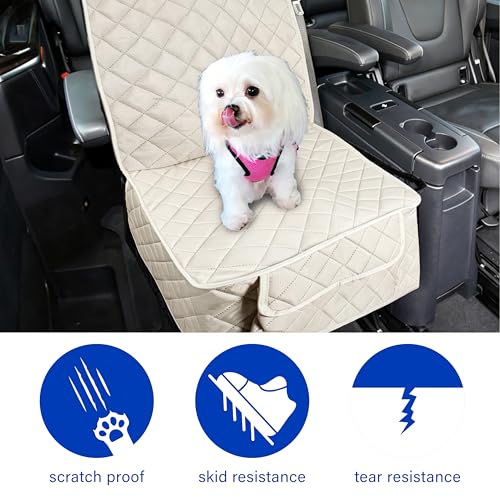 BFXM 2PCS Front Seat Cover, Full Protection Dog Car Seat Cover with Side Flaps, Waterproof Non-Slip Scratch-Resistant Captain Car Seat Covers, Seat Covers for SUVs, Cars, Trucks (Beige*2) - color: white*2
