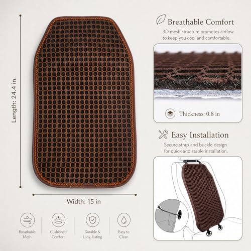 Cooling&Breathable 3D Air Mesh Car Seat Cushion for Summer, Universal Ventilated Comfortable Seat Pad, Suitable for Sedans,Vans,Pickup,Trucks,Suvs (Brown-1PcsBackCushion+1PcsSeatPad) - color: Brown-1pcsbackcushion+1pcsseatpad
