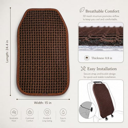 Cooling&Breathable 3D Air Mesh Car Seat Cushion for Summer, Universal Ventilated Comfortable Seat Pad, Suitable for Sedans,Vans,Pickup,Trucks,Suvs (Brown-1PcsBackCushion+1PcsSeatPad) - color: Brown-1pcsbackcushion+1pcsseatpad