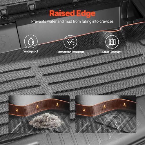 VEVOR Cargo Mats Compatible with Toyota Kluger & Highlander 2020-2024, Custom Fit TPE Cargo Liner Set for SUVs, Trunk and Rear Back Seat Protector Replacement, Trunk Mat and Backrest Mats - style: Toyota Kluger/Highlander 2020-2024