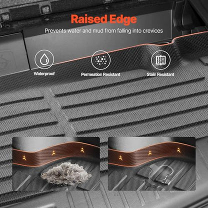 VEVOR Cargo Mats Compatible with Toyota Kluger & Highlander 2020-2024, Custom Fit TPE Cargo Liner Set for SUVs, Trunk and Rear Back Seat Protector Replacement, Trunk Mat and Backrest Mats - style: Toyota Kluger/Highlander 2020-2024