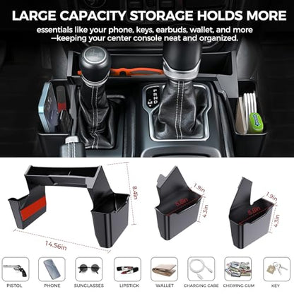 DIAMOOKY 4PCS Upgraded Center Console Organizer for Jeep Wrangler JL JLU 4xe 2018-2026 & Gladiator JT 2020-2024 2025 2026 Accessories Gear Shift Side Tray Hanging Armrest Storage Box (Not for JK/JKU)