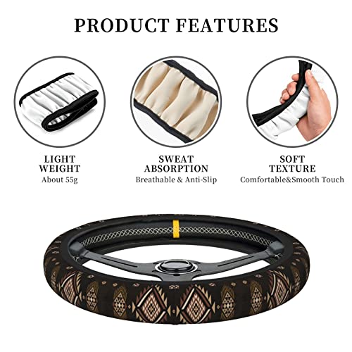 Southwest Pattern American West Steering Wheel Cover Anti-Slip,Sweat Absorption Universal 15 inch Steering Wheel Covers Cute car Accessories for Men Women - color: 7
