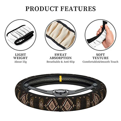 Southwest Pattern American West Steering Wheel Cover Anti-Slip,Sweat Absorption Universal 15 inch Steering Wheel Covers Cute car Accessories for Men Women - color: 7