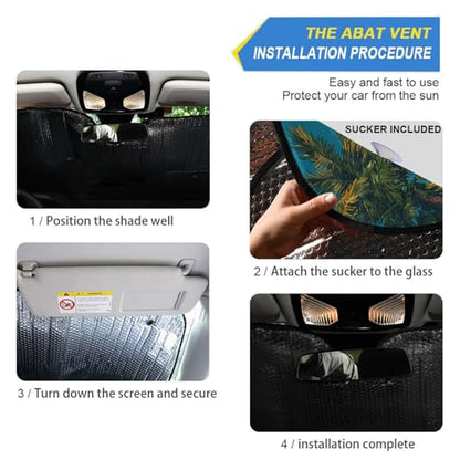Sun Shade for Car Windshield Beach Scene Sunset Waves Foldable Sun Shield Heat and UV Protection Automotive Interior Protection - color: Beach 1