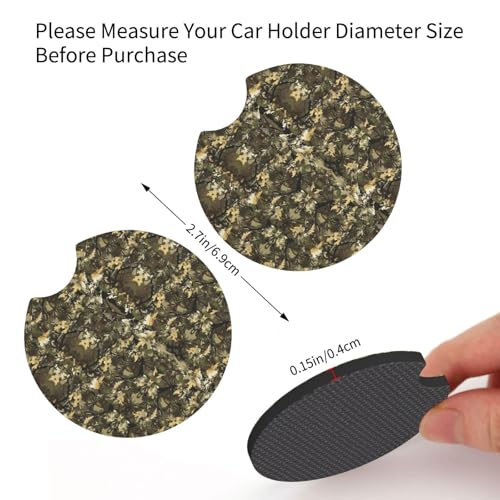 Camouflage Steering Wheel Cover Camouflage Leaf Steering Wheel Protector Neoprene 15Inch Car Accessories 2 Pcs Car Coasters for Women Men - color: Camouflage Leaf Checkered