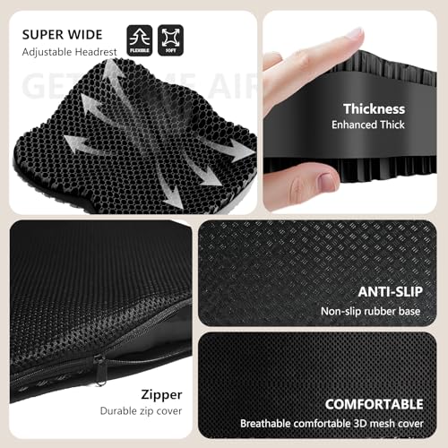 Enlarged Gel Seat Cushion 19in Super Large Thick, Gel Cushion Seat for Pressure Relief for Long Siiting, Coccyx Sciatica Pain Relief, Egg Cushion Chair Pads for Wheelchair Car Office Chair - color: Black, size: X-Large