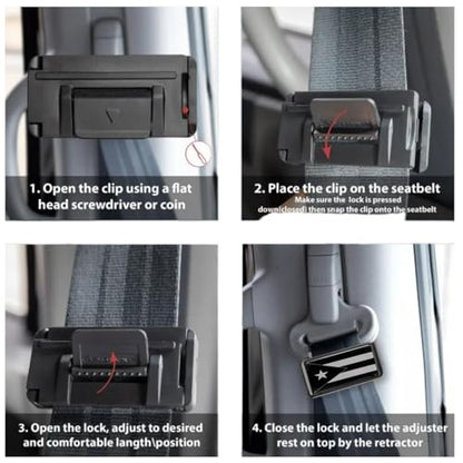 2PCS Puerto Rico Flag Car Seatbelt Adjuster car Universal Car Seat Belt Pads Cover for More Comfortable Driving, Seat Belt Shoulder Strap - color: Black Puerto Rico Flag
