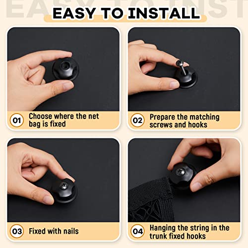 Frienda 2 Pieces Stretchable Small Cargo Net Pocket Storage Mesh Net Elastic Automotive Storage Pouch with 8 Pieces Mounting Screws and Hooks for Truck Car SUV Boats(21 x 9.8 Inches) - size: 21 x 9.8 Inches