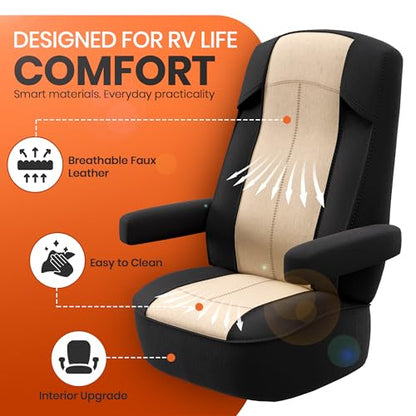 VALUN RV Seat Covers (1 Pack) – Captains Chair Seat Covers for RV Captain Chair & Motorhome Chairs, Universal Fit RV Chair Covers for Camper, Trailer, Van, Protects Against Dirt, Spills & Wear - style: RV (1 PC)