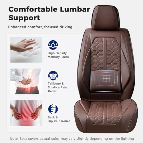 Huidasource Car Seat Covers Full Set, Car Seat Cushion Cover, Full-Cover Leather Car Seat Covers Front and Rear 5 Seats, Waterproof Automotive Seat Covers Fit for Most Cars SUV Trucks, Coffee - color: FS# Coffee, size: 5pcs Full Set