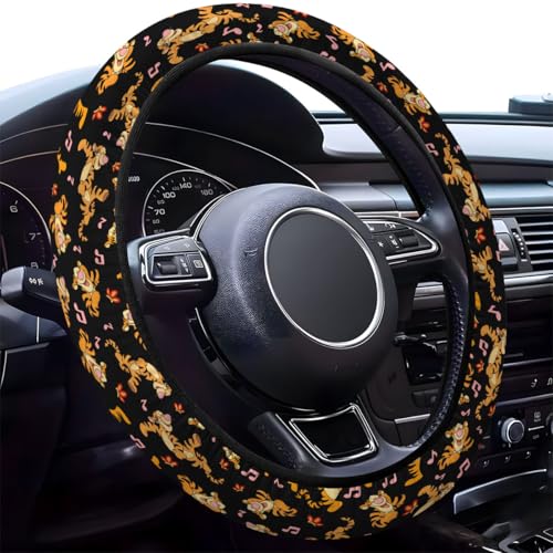 Cartoon Tiger Steering Wheel Cover, Non Slip Polyester Car Wheel Protector for Car SUV Truck, Universal 15 Inch