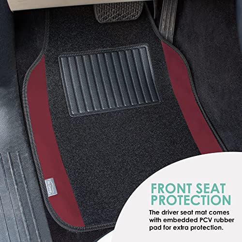 FH Group Automotive Floor Mats – Universal Fit Premium Carpet Car Mats with Driver Heel Pad, Full Set for Cars, SUVs & Trucks - Burgundy - color: Burgundy