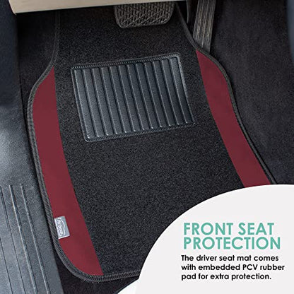FH Group Automotive Floor Mats – Universal Fit Premium Carpet Car Mats with Driver Heel Pad, Full Set for Cars, SUVs & Trucks - Burgundy - color: Burgundy