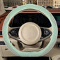 Nappa Leather Green D Shape Steering Wheel Cover, Advanced Microfiber Leather Non-Slip Breathable Fabric, Warm in Winter and Cool in Summer, Universal 15 inch - color: Green, size: D Shape-M[14.5''-15'']