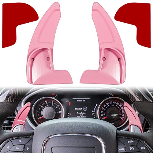 Steering Wheel Shift Paddle Extended Shifter Trim Cover for Dodge Challenger Charger Durango RT & Scat Pack 2015-2024, for Jeep Grand Cherokee 2014-2021 Interior Decoration Accessories (Pink 2PCS) - color: Pink