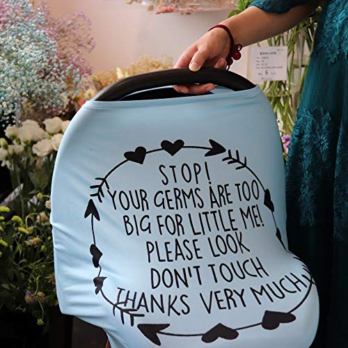 Metplus Car Seat Cover Baby, No Touch Sign Carseat Canopy, Nursing Breastfeeding Covers, Stretchy Universal Fit, Multi-Use for Stroller/Shopping Cart/High Chair, Gender Neutral Shower Gift - color: Sky Blue