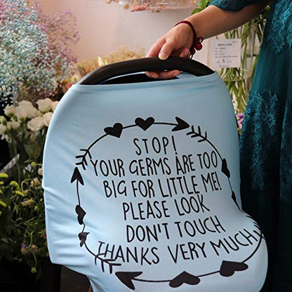 Metplus Car Seat Cover Baby, No Touch Sign Carseat Canopy, Nursing Breastfeeding Covers, Stretchy Universal Fit, Multi-Use for Stroller/Shopping Cart/High Chair, Gender Neutral Shower Gift - color: Sky Blue