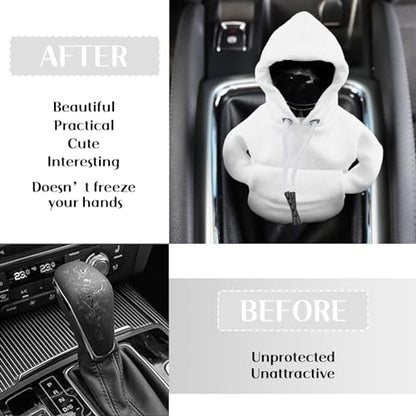 vvag Gear Shift Hoodie, Hoodie Car Gear Shift Cover, Car Shift Knob Hoodie, Automotive Interior Accessories, Universal Fit Knob Cover Gift (White) - color: White