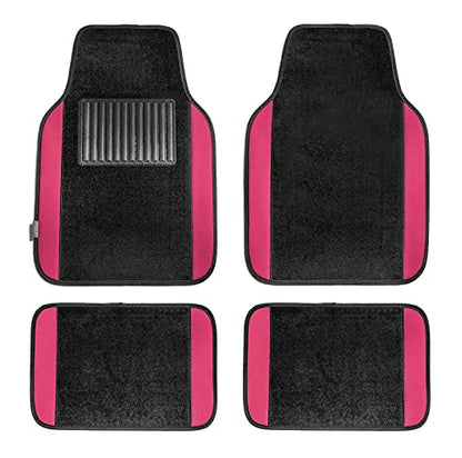 FH Group Automotive Floor Mats – Universal Fit Premium Carpet Car Mats with Driver Heel Pad, Full Set for Cars, SUVs & Trucks - Pink - color: Pink