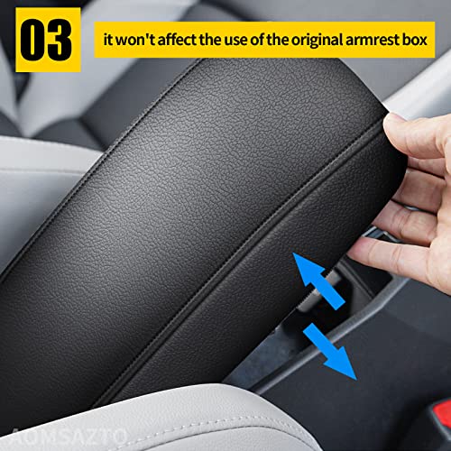 AOMSAZTO Armrest Covers for Hyundai 2015-2019 Sonata Black Console Pad for Sonata - color: black