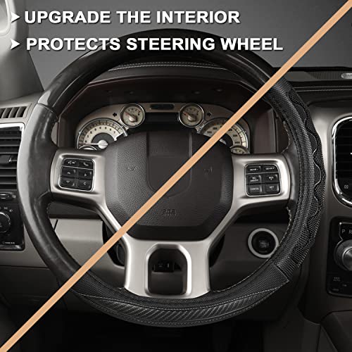 GIANT PANDA Steering Wheel Cover for Dodge Ram 1500 - Car Steering Wheel Covers for Dodge Ram 2500 3500 15.5-16 inch - Gray - color: B-Black+Gray