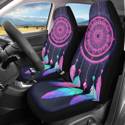 Pehede Car Seat Cover Fantasy Dream Catcher Front for Cars, Easy to Install Cover Set, Accessories Auto Trucks Van SUV,2 Packs - color: Multi12