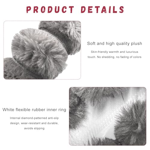 Fluffy Car Steering Wheel Cover, Soft Warm Plush Vehicle Steering Wheel Protector, 14.5-15 Inches Cute Anti-Slip Automotive Handle Cover for Women Girl, Car Accessories (Gray) - color: Gray