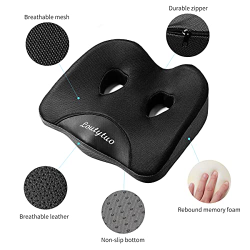 Seat Cushion Pillow,100% Memory Foam and Washable Cover,for Office Chair,Car Seat and Wheelchair, Soft Support Seat Cushion - color: Black