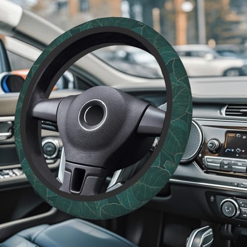 Steering Wheel Cover Accessories Neoprene Cover Non-Slip Breathable Easy to Install Suitable for Women Men Girls for Car SUV Van Truck Universal 14.5-15.5 Inch Dark Green Palm - color: Dark Green Palm