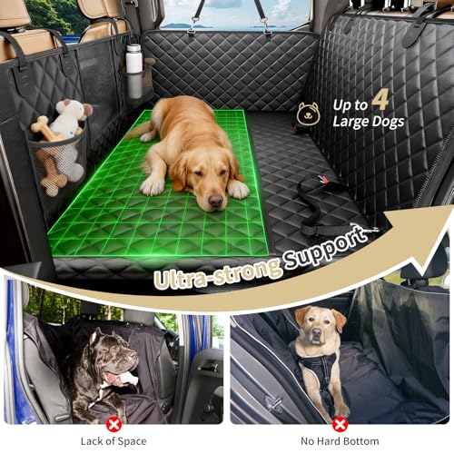 LEIMO KPARTS Dog Car Seat Cover for Back Seat,400lb Waterproof Dog Car Seat Cover Hard Bottom-Detachable,600D Heavy Duty Scratch Proof Nonslip Soft,Dog Hammock for SUVs,Car