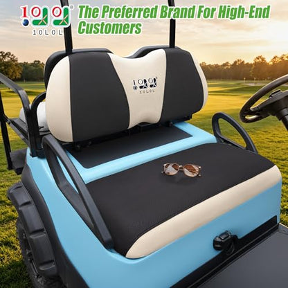 10L0L Golf Cart Seat Covers, Super Comfort Cooler Than Vinyl Seat Cover, Front and Rear Seat Cover for Yamaha EZGO Club Car, No Drilling Breathable Mesh Bench Seat Blanket, Machine Washable - color: Black + Beige, style: Front Seat - For Yamaha & Club Car