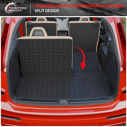 Cargo Mat Compatible with 2018-2024 Ford Expedition Lincoln Navigator (Not for Max or L Models) Cargo Liner Trunk Liner 2023 Expedition 7&8 Seats Accessories (Trunk Mat+Backrest Mats) - style: For Ford Expedition | 2018-2024