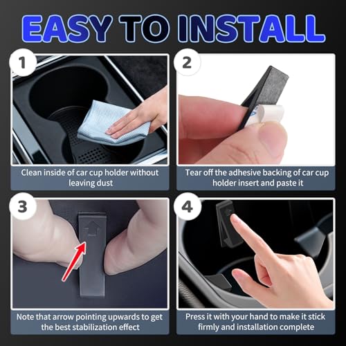 6PCS Silicone Car Cup Holder Insert,Curve Anti-Shake Car Cupholder Insert Stabilizer for Stabilizing Water Cups/Bottles,Self-Adhesive Silicone Cup Holder Inserts for Cars