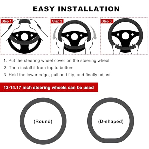 DXNQ Car Steering Wheel Cover, 13 to 14.17 inches Anti-Slip Silicone Steering Wheel Protector, Soft Flexible Shock-Absorbent Steering Wheel Protective Cover for Most Car Models (Red) - color: Red