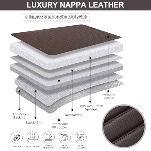 BWTJF Front Car Seat Bottom Covers Brown, Universal Leather Front Seat Covers Bottom Protector 2 Pack, Anti-Slip and Full Wrapping Edge Compatible with Most of Vehicles - SUVs/Sedans/Pickup Trucks - color: Brown, size: StyleA-Stripes