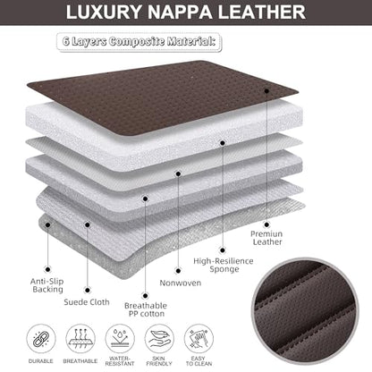 BWTJF Front Car Seat Bottom Covers Brown, Universal Leather Front Seat Covers Bottom Protector 2 Pack, Anti-Slip and Full Wrapping Edge Compatible with Most of Vehicles - SUVs/Sedans/Pickup Trucks - color: Brown, size: StyleA-Stripes
