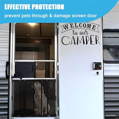 RV Screen Door Protector for Dogs, Adjustable Aluminum Alloy RV Entry Grille Protectors Pet Guard Defender Accessories for Inside RV Camper Trailer Pets Kids Protection(22 to 31.5 Inches, Large)