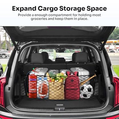 Canvcle Trunk Cargo Net for 2020-2026 Kia Telluride Accessories Envelope Style Mesh Trunk Net Organizer and Storage Stretchable Adjustable Elastic Nylon Rear Cargo Netting with Hooks - style: for Kia Telluride