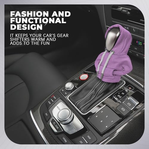 Gear Shift Hoodie, Gear Shift Cover, Fashionable Hoodie Automotive Gear Shift Knob Protector, Car Accessories Mini Sweater Gear Shift Knob Cover for Car Gear Shift Levers (Purple)