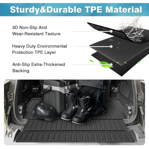 Mixsuper Cargo Liner for 2022-2025 Rivian R1S Cargo Mat Backrest Mat for R1S All Weather Trunk Mat Backrest Mat TPE for R1S Accessories Includes 3PCS Set - size: 22-25 |R1S| Cargo & Backrest Mat