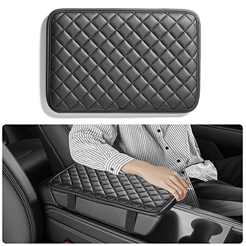 Car Armrest Covers, Vehicle Center Console Cover, Middle Storage Organizer Pads, Dog & Cat Paws Protetor, Nappa Leather, Waterproof, Anti-Slip, Auto Interior Accessories, Black, Size S