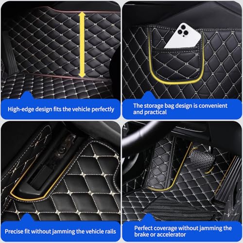 Customized car Floor mats are Suitable for 99% of Vehicle Models (sedans/Trucks/SUVs), Anti-Slip Floor mat Leather Set Provides Comprehensive Protection for the Original car Carpet. (Black=)